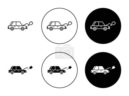 Auto-Pannensymbolset vorhanden. Motor Repair Auto Vector Symbol in einem schwarz gefüllten und umrissenen Stil. Kfz-Reparaturhilfe am Straßenrand.