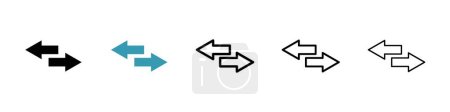 Transfer Arrows Icon Set. Switch Exchange and Double Vector symbol in a black filled and outlined style. Directional Flow Sign