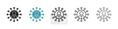Stakeholder Icon Set. Investor Business Shareholder Vector Symbol in einem schwarz ausgefüllten und umrissenen Stil. Netzwerk der Partner unterzeichnen.