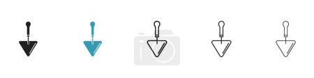 Putty Knife Icon Set. House use spatula scrapper Vector Symbol in Black Filled and Outlined Style. Plastering Equipment Sign.