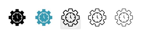 Productivity and Efficiency Icon Set. Effective Production and Cost Vector symbol in a black filled and outlined style. Optimized Performance Sign