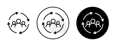 Personnel Change Icon Set. HR Employee and Update Vector symbol in a black filled and outlined style. Workforce Evolution Sign
