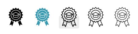 Mastery icon set. Expertise and Proficiency vector logo symbol in black filled and outlined style. Goal Success sign.