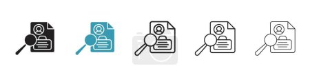 Job Analysis Icon Set. Research Discovery of Compliance Gap Vector Symbol in a black filled and outlined style. Skill Knowledge Assessment Job Search Sign.