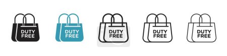 Illustration for Duty free icon set. Airport Custom Tax Free vector symbol in a black filled and outlined style. Coupon Free Code Discount Sign. - Royalty Free Image