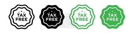 Steuerfreies Symbol gesetzt. 0 Steuerwochenendeinkommensvektorsymbol in einem schwarz ausgefüllten und umrissenen Stil. Flughafen Zone Trade Tax Free Shop Schild.