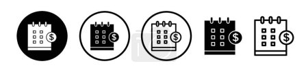 Salary Day Icon Set vorhanden. Lohnzahlung bezahlt Kalendervektorsymbol in einem schwarz gefüllten und umrissenen Stil. Zahltag-Countdown.