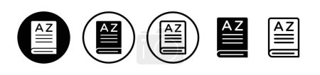 Diccionarios Conjunto de iconos. Vocabulario Gramática Inglés Vector Symbol in a Black Filled and Outlined Style. Señal de ilustración del léxico.