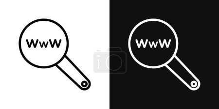 Ilustración de Búsqueda de sitio web Icon Set. WWW e Internet Domain Vector símbolo en un negro lleno y delineado estilo. Señal de exploración en línea - Imagen libre de derechos