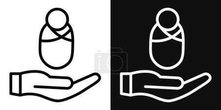 Conjunto de iconos de neonatólogo. Símbolo vectorial neonatal de la UCI pediátrica en un estilo negro lleno y delineado. Signo prematuro del bebé del hospital de Neonatología.