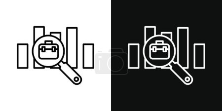 Job Analysis Icon Set. Research Discovery of Compliance Gap Vector Symbol in a black filled and outlined style. Skill Knowledge Assessment Job Search Sign.