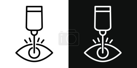 Lasik Laser Eye Surgery Icon Set. Ophthalmology Corneal Prevention Technology Vector Symbol in a black filled and outlined style. Vision Correction Laser Surgery Sign.