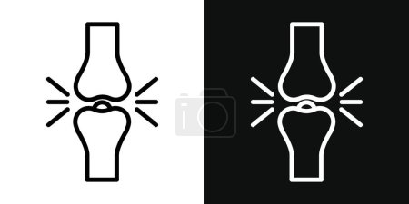 Human Knee Bone Joint Icon Set. Orthopedic Arthritis and Health Vector symbol in a black filled and outlined style. Mobility Support Sign
