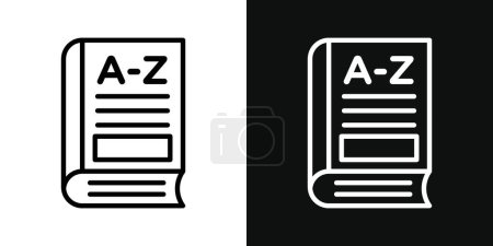 Illustration for Dictionaries Icon Set. Vocabulary Grammar English Vector Symbol in a Black Filled and Outlined Style. Lexicon Enlightenment Sign. - Royalty Free Image
