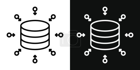 Data Aggregation icon set. Cloud computing wireless internet network vector symbol in a black filled and outlined style. Cloud Data network sign.