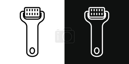 Illustration for Derma Roller Icon Set. Beauty Micro Needle and Skin Vector symbol in a black filled and outlined style. Cosmetic Enhancement Sign - Royalty Free Image