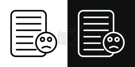 Conjunto de iconos de quejas. formulario de verificación de comentarios de los clientes en un estilo negro lleno y esbozado. signo de formulario de queja cara.