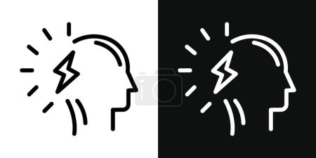 Comprehension icon set. Understand Wisdom And Rational Thinking Light vector symbol in a black filled and outlined style. Bulb Head Realize Action Sign.