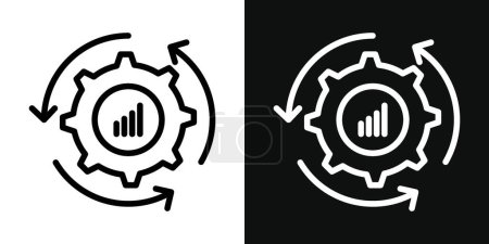 Continuous Improvement Icon Set. Infographic and Quality Cycle Vector symbol in a black filled and outlined style. Endless Progress Sign