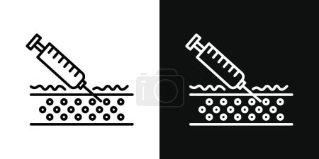 Illustration for Botox Injection Icon Set. Filler Face Skin Aesthetic Medicine Vector Symbol in a black filled and outlined style. Dermatology Beauty Treatment Sign. - Royalty Free Image