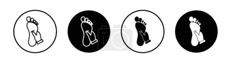 Illustration for Reflexology foot massage icon set. Therapeutic footprint vector symbol in a black filled and outlined style. Relaxation feet therapy sign. - Royalty Free Image