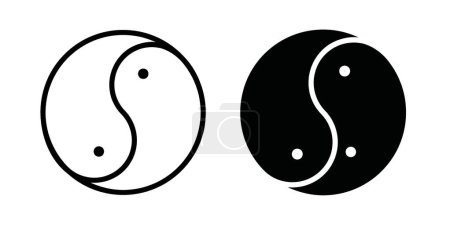 Ilustración de Conjunto de iconos de bienestar general. China yin yan vector símbolo en un negro lleno y delineado estilo. Todo buen signo de salud. - Imagen libre de derechos