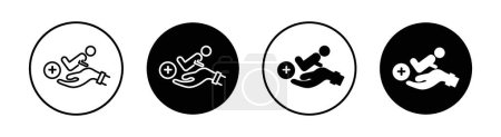Conjunto de iconos de neonatólogo. Símbolo vectorial neonatal de la UCI pediátrica en un estilo negro lleno y delineado. Signo prematuro del bebé del hospital de Neonatología.