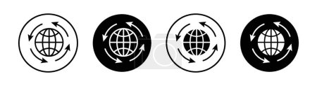 Illustration for Globalization Icon Set. World Network Trade Vector Symbol in a Black Filled and Outlined Style. International Bonds Sign. - Royalty Free Image
