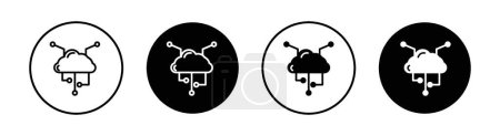 Data Aggregation icon set. Cloud computing wireless internet network vector symbol in a black filled and outlined style. Cloud Data network sign.