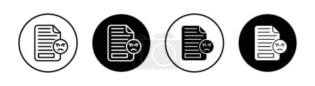 Complaints icon set. customer feedback check form in a black filled and outlined style. grievance face form sign.