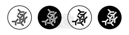 Illustration for Bifidobacterium Probiotics Icon Set. prebiotic Bacteria and cell histology Vector Symbol in Black Filled and Outlined Style. Good gut bacteria in yogurt Sign. - Royalty Free Image