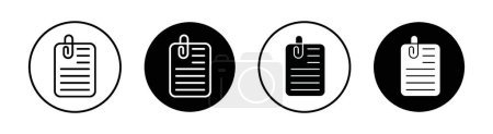 Attach Document Icon Set. Paper File Doc clip Vector Symbol in a Black Filled and Outlined Style. Organizational sheet upload and paper clip Sign.