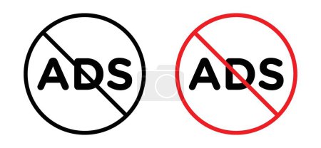 Illustration for Ad blocker icon set. Ban and stop add vector symbol in a black filled and outlined style. Anti add pop up sign. - Royalty Free Image