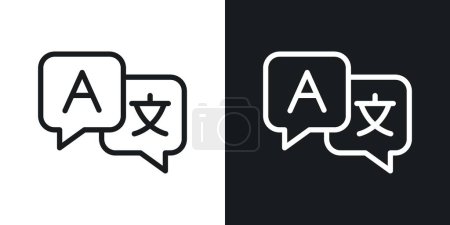 Illustration for Translation Icon Set. Language Global and Interpreter Vector symbol in a black filled and outlined style. Communication Bridge Sign - Royalty Free Image