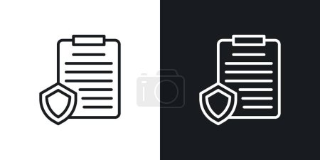 Security policy icon set. insurance claim procedure rule in a black filled and outlined style. privacey protection document sign.