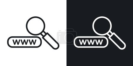 Illustration for Searching Website Icon Set. WWW and Internet Domain Vector symbol in a black filled and outlined style. Online Exploration Sign - Royalty Free Image