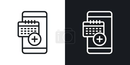Online Appointment Icon Set. Calendar Booking Phone Computer System Vector Symbol in a black filled and outlined style. Schedule Management Sign.