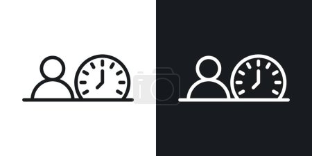 Office Hours Icon Set. Office hour work training vector symbol in a black filled and outlined style. Productive Time Sign.