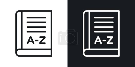 Illustration for Dictionaries Icon Set. Vocabulary Grammar English Vector Symbol in a Black Filled and Outlined Style. Lexicon Enlightenment Sign. - Royalty Free Image