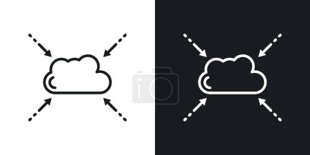 Conjunto de iconos de agregación de datos. Cloud computing símbolo de vectores de red inalámbrica de Internet en un estilo negro lleno y esbozado. Cloud Signo de red de datos.