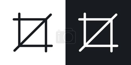 Illustration for Crop Tool Icon Set. Frame Photo Rotate Digital Image Vector Symbol in a black filled and outlined style. Screenshot Editing Isolated Sign. - Royalty Free Image