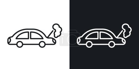Car Breakdown Icon Set. Motor Repair Auto Vector Symbol in a Black Filled and Outlined Style. Roadside Car Repair Assistance Sign.
