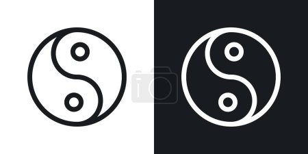 Ilustración de Yin Yang Icon Set. Chino Tao y Harmony Vector símbolo en un negro lleno y delineado estilo. Señal de unidad equilibrada - Imagen libre de derechos
