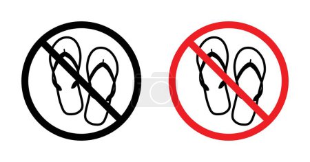 Illustration for No sandals sign. slipper not allowed vector symbol. off your sandals warning sign. off your slipper symbol. - Royalty Free Image