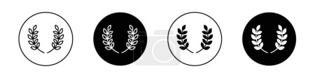Lorbeerkranz Symbolset vorhanden. Das Oliven-Victory-Vektor-Symbol in einem schwarz gefüllten und umrissenen Stil auszeichnen. Zeichen der Triumph-Krone.