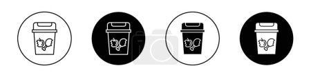 Food Waste Icon Set. Food waste trash vector symbol in a black filled and outlined style. Leftover Reduce Sign.