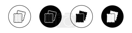 Ensemble d'icônes craquelins. Biscuit Snack Cheese Vector Symbol dans un style noir rempli et souligné. Savourer chaque signe de morsure.