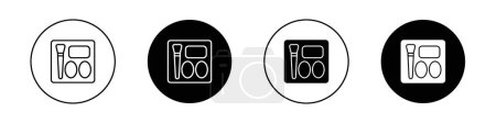Conjunto de iconos Blusher. cosmético facial Blusher kit caja vector símbolo.