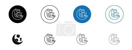 Ramadan iftar icon set. after fasting meal date vector symbol.