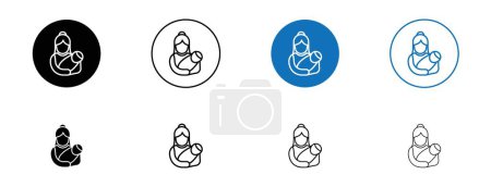 Postnatal care icon set. mother care child vectpor symbol. mom and childbirth healthcare supervision sign. childcare symbol.